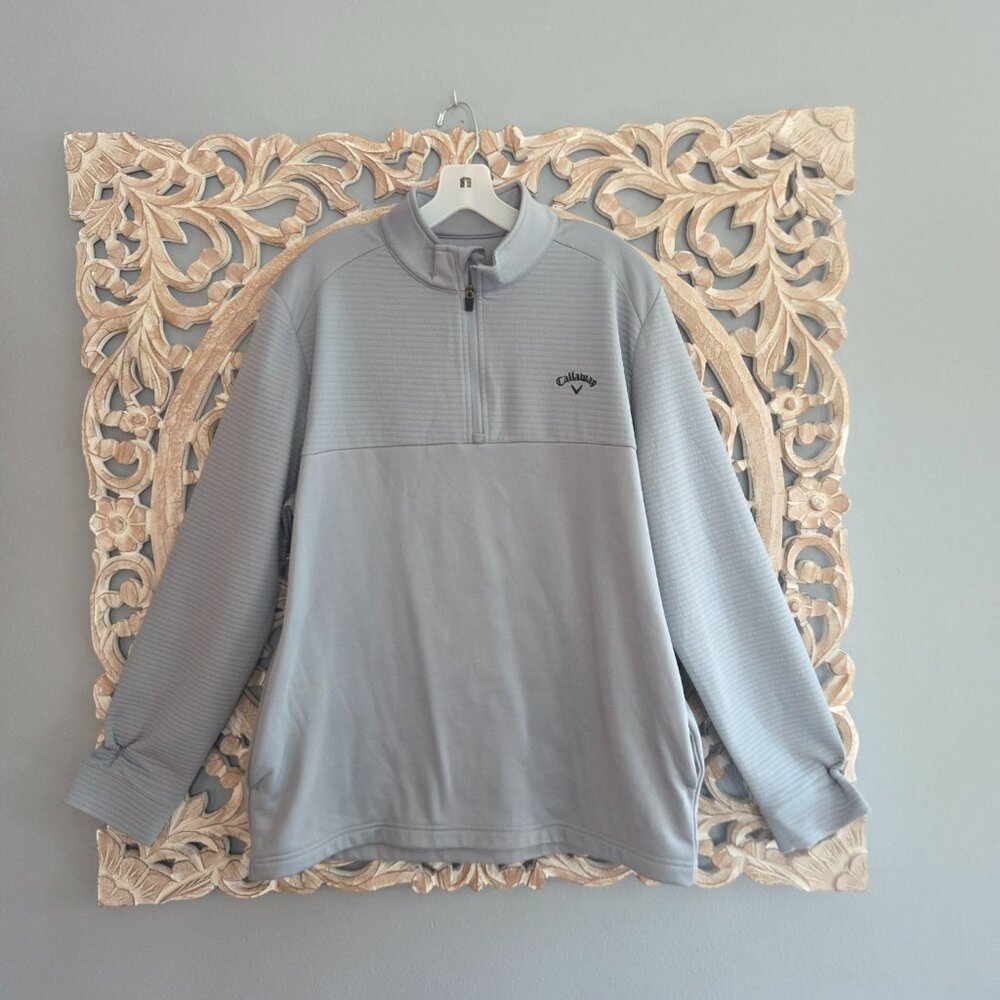 Callaway Mens Dual Utility ¼ Zip Pullover Golf Size Large Blue Grey